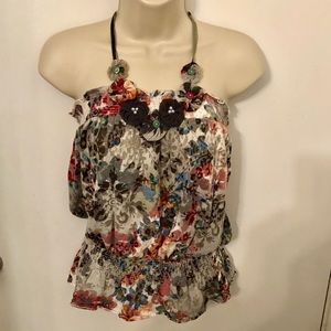 American Rag floral boho festival halter top M